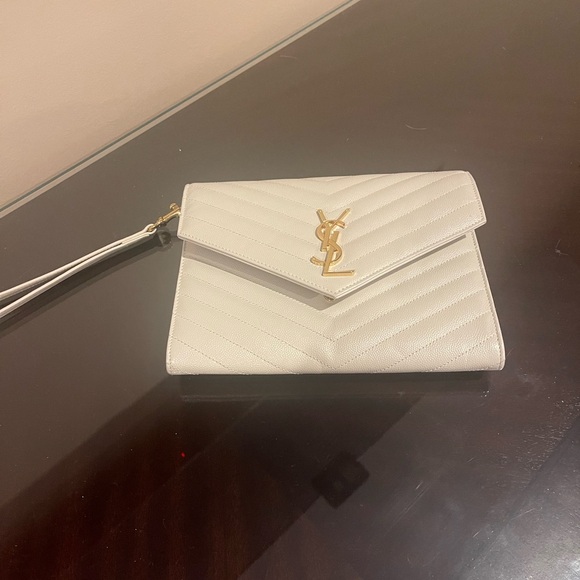 YSL  Saint Laurent  Cassandre Flap Pouch in Bone - Picture 1 of 5